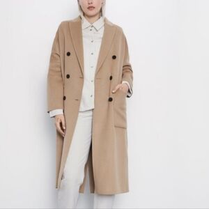 Zara Double Breasted Oversized Camel Coat Size L